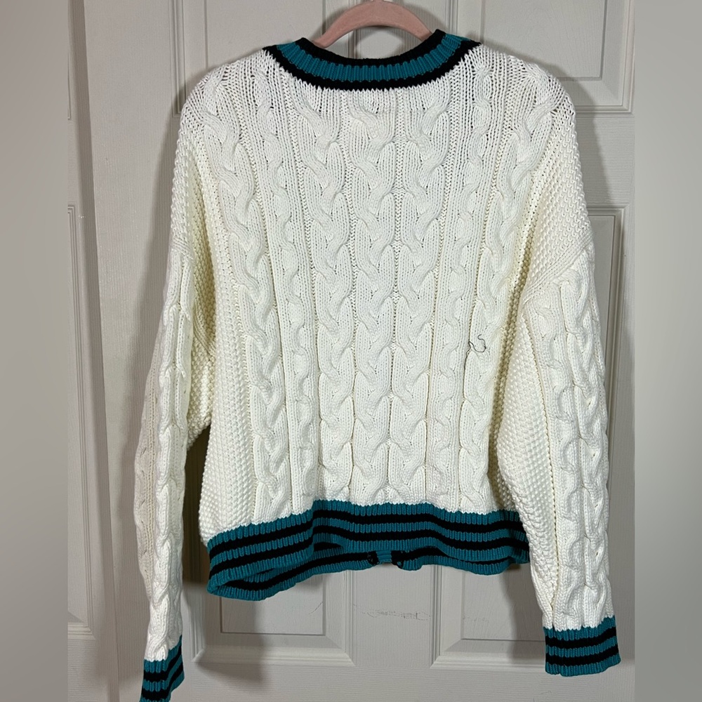 NWT Anthropologie Maeve Varsity Cable Knit button front sweater - Picture 4 of 4
